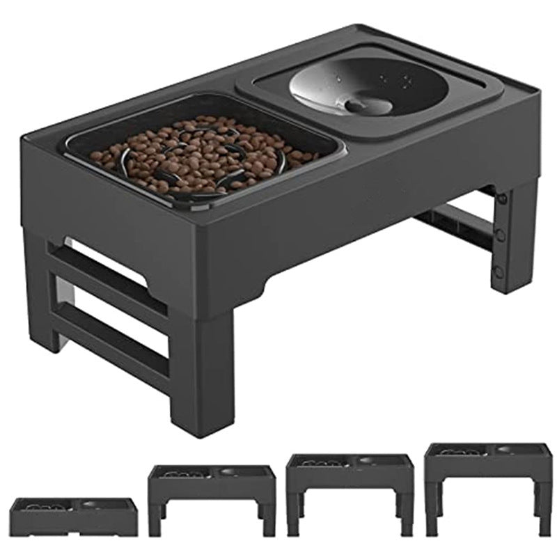 No-Spill Raised Adjustable Elevated Dog Bowl Set with Slow Feeder