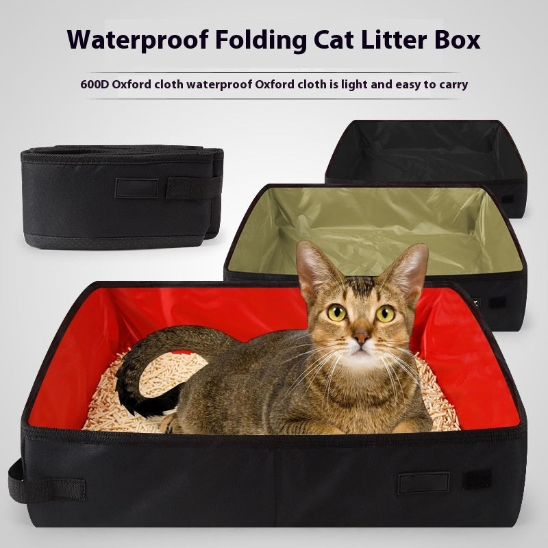 Foldable Waterproof Litter Box – Travel-Ready & Easy Clean!