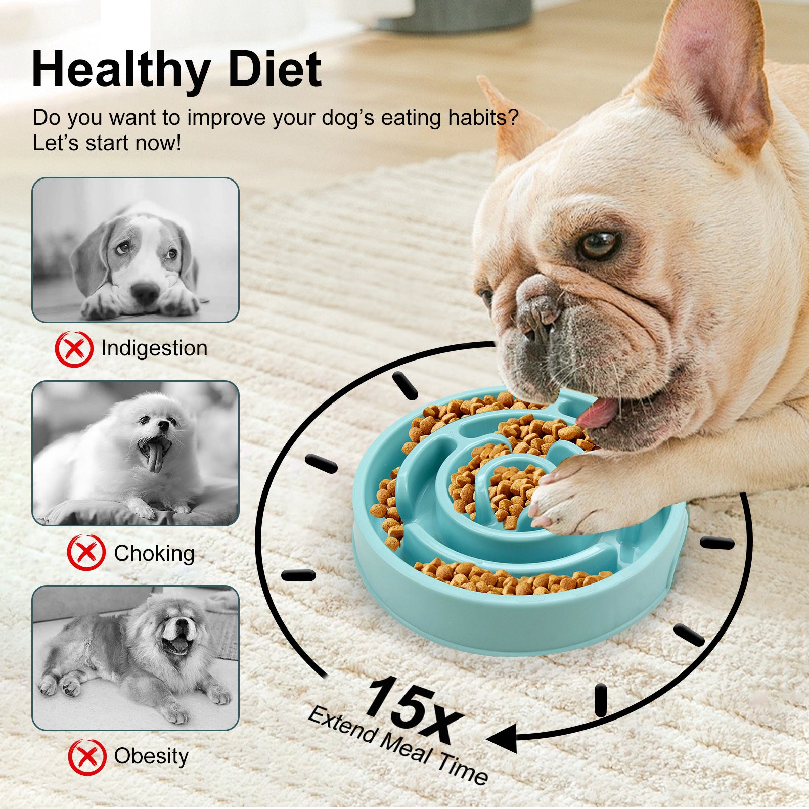 Fun Silicone Slow Feeder Anti-Choke Puzzle Bowl for Happy, Healthy Pups